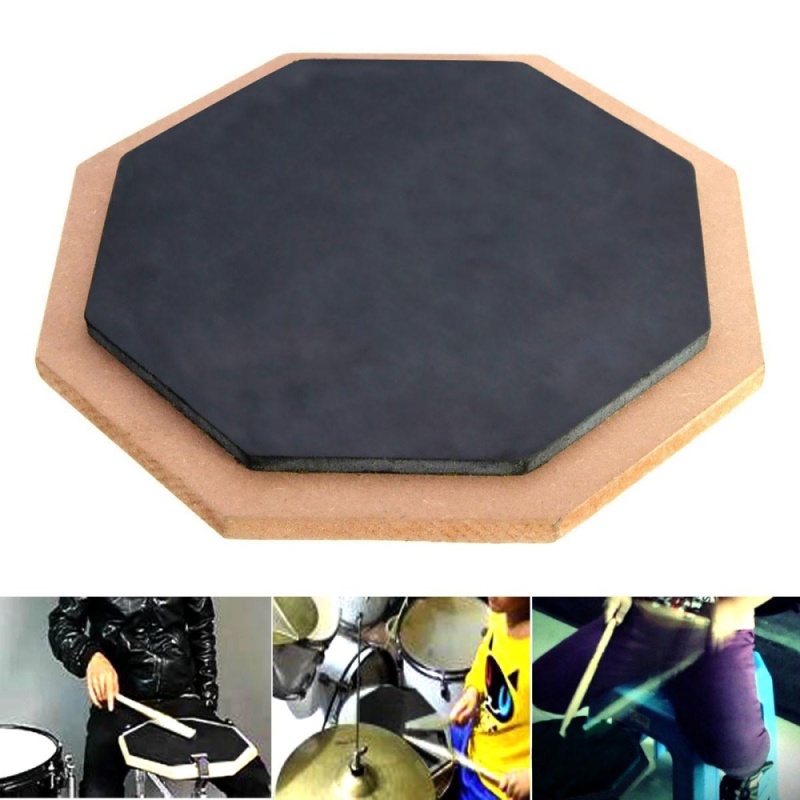 6 inch Dumb Pad Exercise Mat Blow Plate Drummer Rubber Double Side Soft Black - intl