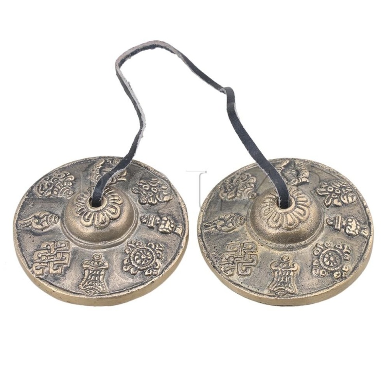 6.5 cm 8 Điềm Lành Biểu Tượng Nhỏ Tây Tạng Tingsha Kiêm Chuông-quốc tế