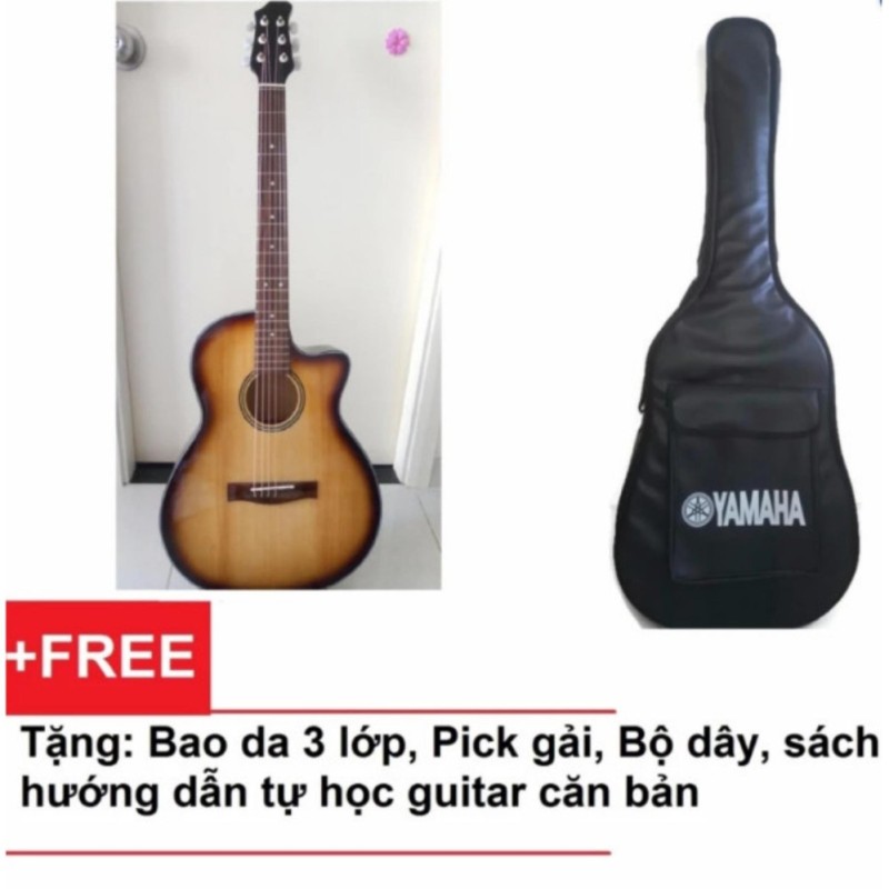 Acoustic guitar Việt Nam DVE70J (sơn rìa) + Tặng bao da, phụ kiện