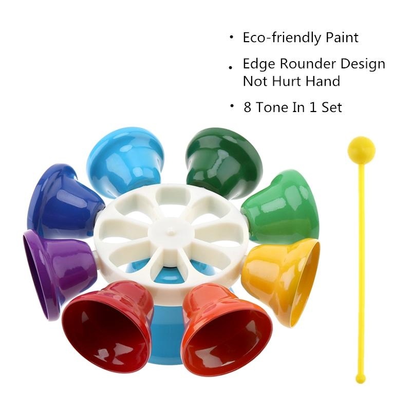 Colorful 8 Note Percussion Bell Hand Bell Musical Toy Children Baby Early Education Musical Instrument - intl