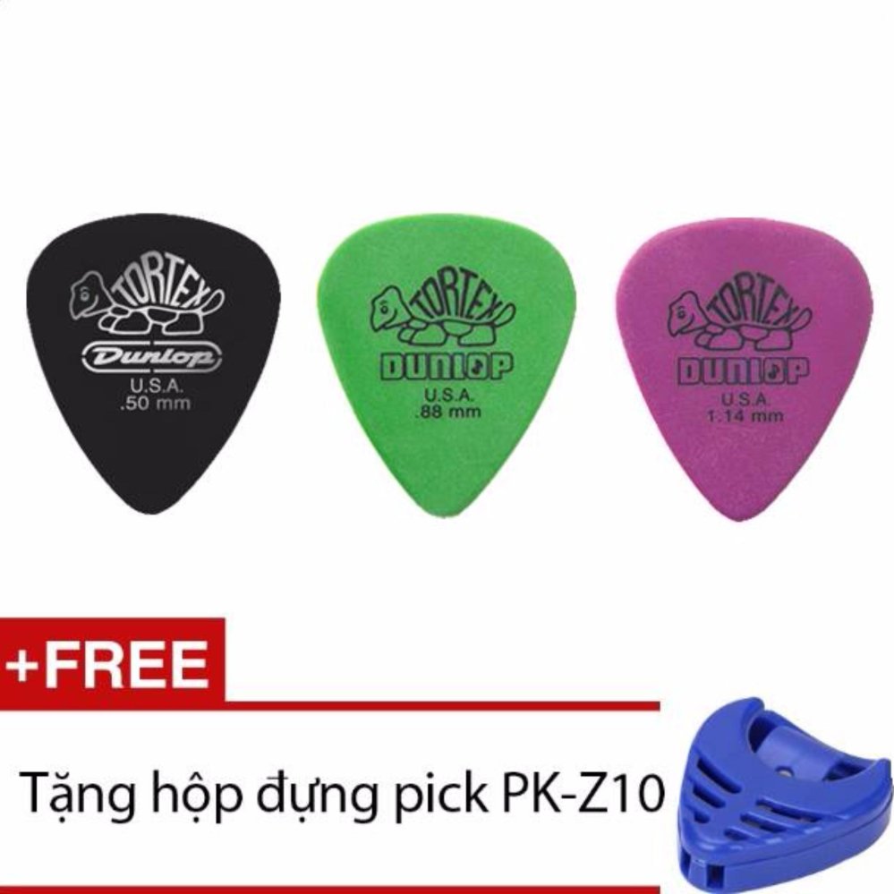[ Giá Tốt ] Combo 3 pick gảy guitar Dunlop tặng hộp đựng pick (màu, cỡ ngẫu nhiên)