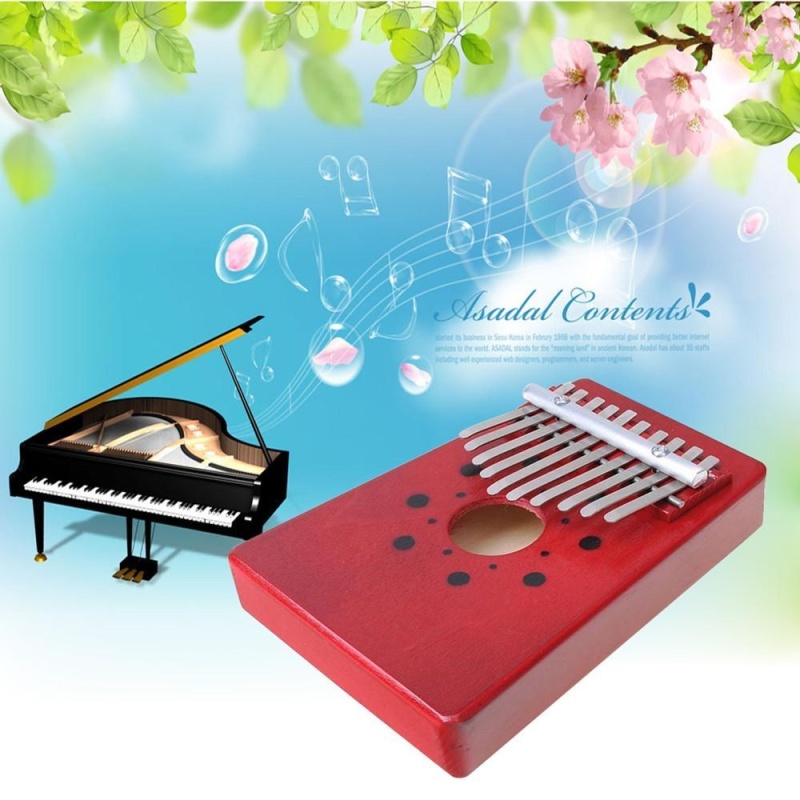 Cúc đàm 10 Phím Ngón Tây Piano Kalimba Mbira Likembe Sanza Ngón Tây Cái Đàn Piano (Đỏ) -quốc tế