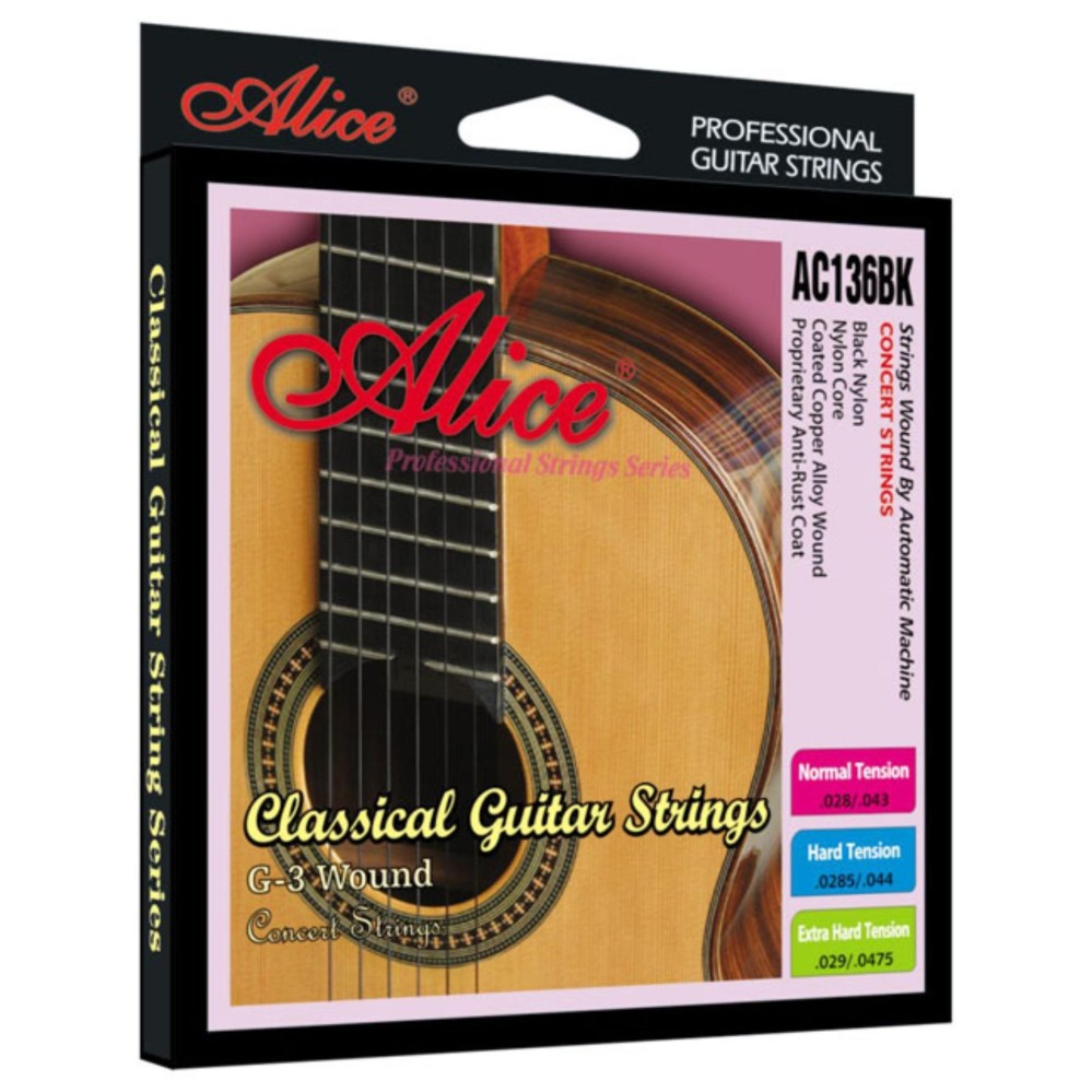 [ Giá Tốt ] Dây đàn guitar classic Alice AC136BK( nylon đen)