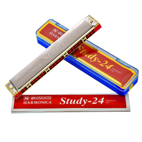 Kèn harmonica tremolo Suzuki Study 24 key C (Bạc)