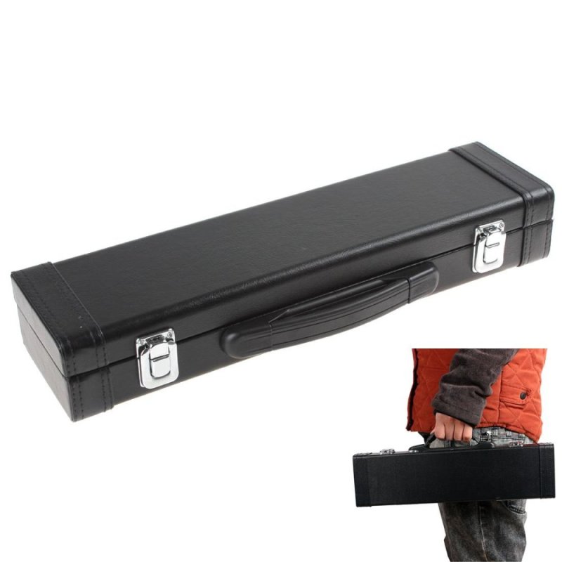 Di động & Nhẹ Đen Leahter Sáo Lưng Hộp Mang Theo Tay Cầm-quốc tế