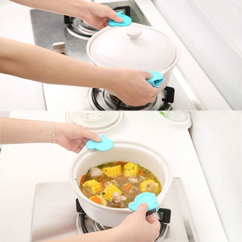 4pcs Candy Colors Adorable Butterfly-Shaped Silicone Anti-Scald Device Kitchen Tool Gadget Random Colors Home - intl