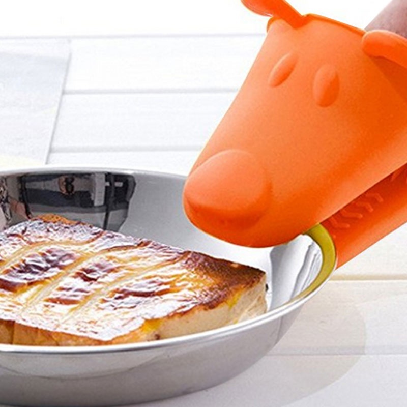 4pcs Cute Puppy Silicone Insulation Pad High Temperature Anti-hot Glove Oven Special Glove Kitchen Accessories - intl