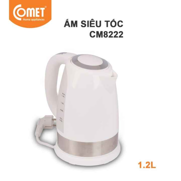 Ấm đun siêu tốc nhựa chịu nhiệt Comet CM8222 1.2L