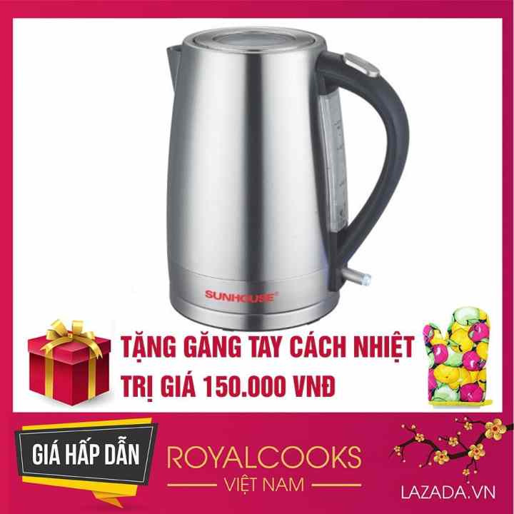 Ấm siêu tốc cao cấp Sunhouse SHD1375 + tặng găng tay cách nhiệt