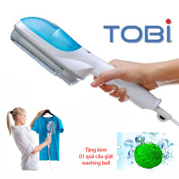 Bàn ủi hơi nước cầm tay Tobi (Trắng phối Xanh) + tặng kèm 01 quả cầu giặt washing ball