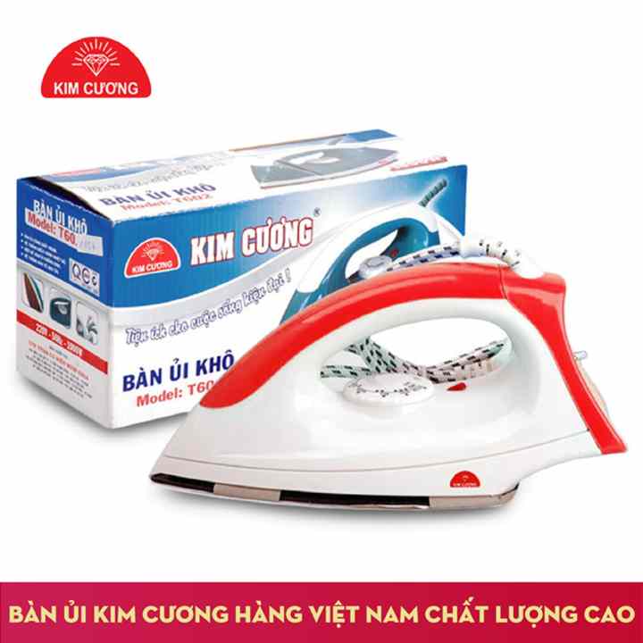 Bàn ủi khô KIM CƯƠNG đế chống dính T-602 (Đỏ)
