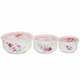 Bát sứ có nắp hút chân không - bộ 3 bát