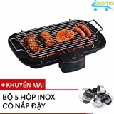 Bếp nướng điện không khói 2000W Barbecue Grill EBG-2K Tặng bộ 5 hộp Inox có nắp