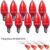 Bộ 10 bóng led trái ớt 1w, ánh sáng đỏ + tặng kèm 4 đuôi e12