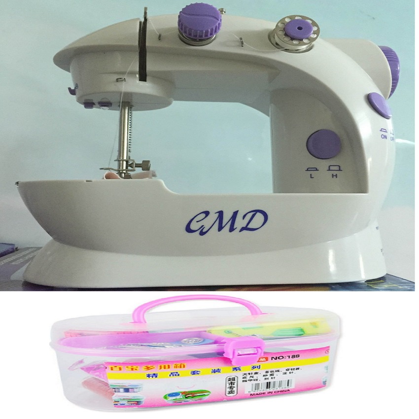 Bộ máy may mini CMD SM-202A + Bộ kim chỉ đa năng 10 cuộn chỉ