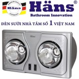 Đèn sưởi nhà tắm 2 bóng Hans H2B (Bạc)