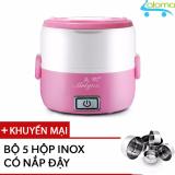 Hộp cơm cắm điện hâm nóng, nấu cơm, luộc, hấp, hâm sữa Meiyun + tặng 5 hộp inox có nắp