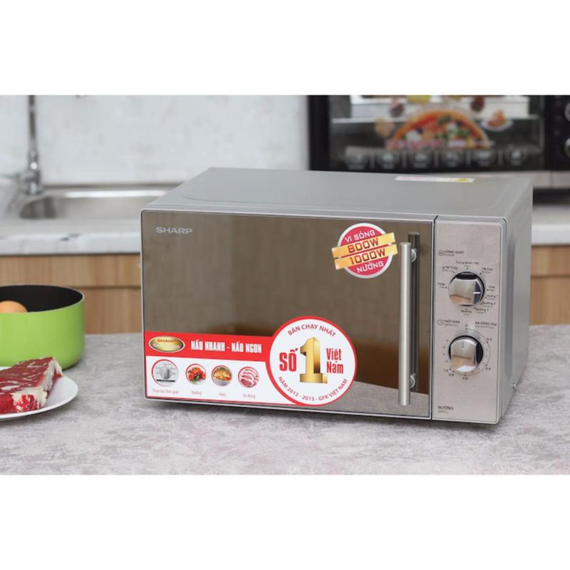 LÒ VI SÓNG ĐIỆN TỬ SHARP R-G227VN - CÓ NƯỚNG - 20 LÍT (BẠC GƯƠNG)