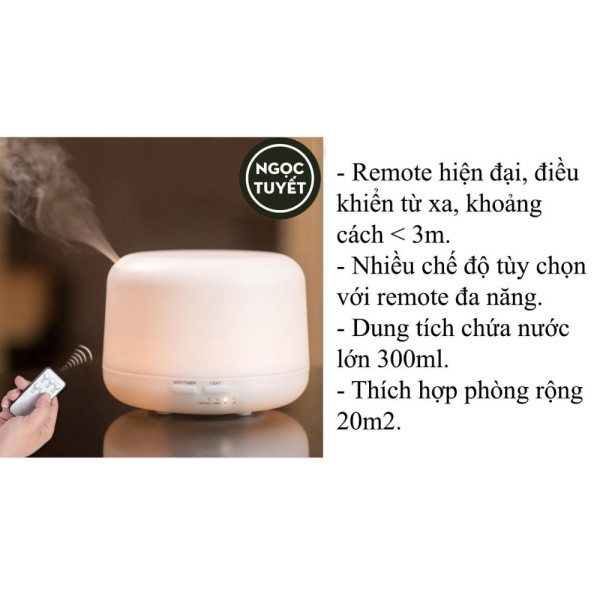 Bảng giá Máy khuếch tán tinh dầu tròn dung tích 300ml có điều khiển remote từ xa dành cho phòng dưới 30m2 tặng 10ml tinh dầu bưởi Ngoc Tuyế