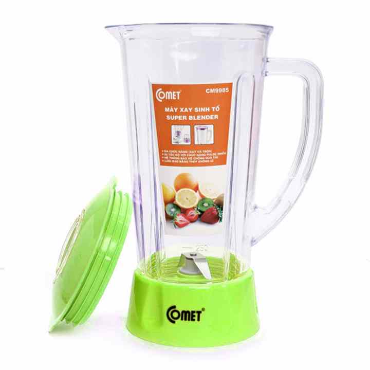 Máy xay sinh tố lưỡi dao không gỉ chống mòn Comet CM9985 1.25L 2 cối (Xanh lá)