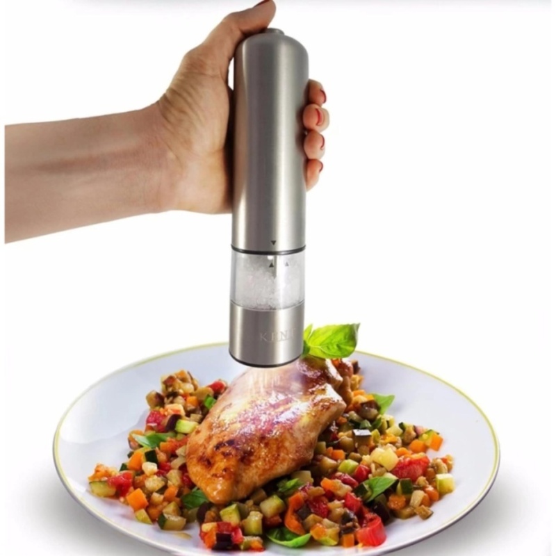 Giá bán Máy xay tiêu, xay gia vị cầm tay tự động, vỏ Inox không gỉ (Bạc)