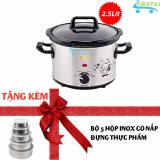 Nồi nấu chậm Hàn Quốc 2.5 lít BBcooker BS-25 tặng 5 hộp inox có nắp