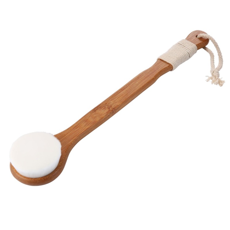 oppoing Shower Bath Brush Body Massager Brush Soft Back Scrubber With Long Bamboo Handle,White - intl