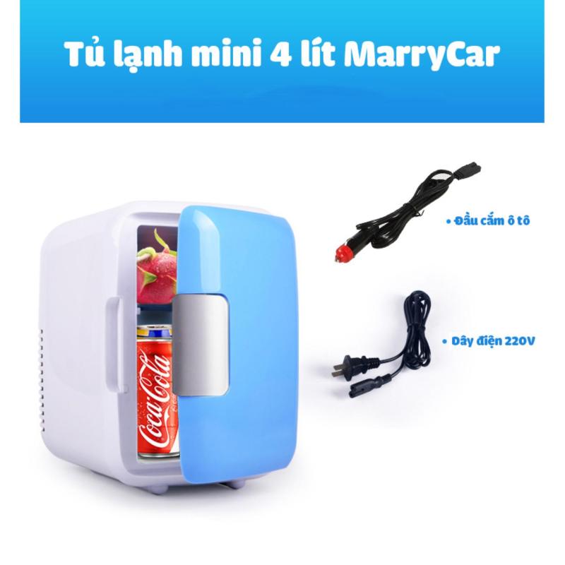 Tủ lạnh mini 2 chế độ nóng lạnh 4 lít MarryCar MR-TL4L có đầu cắm cho gia đình và ô tô