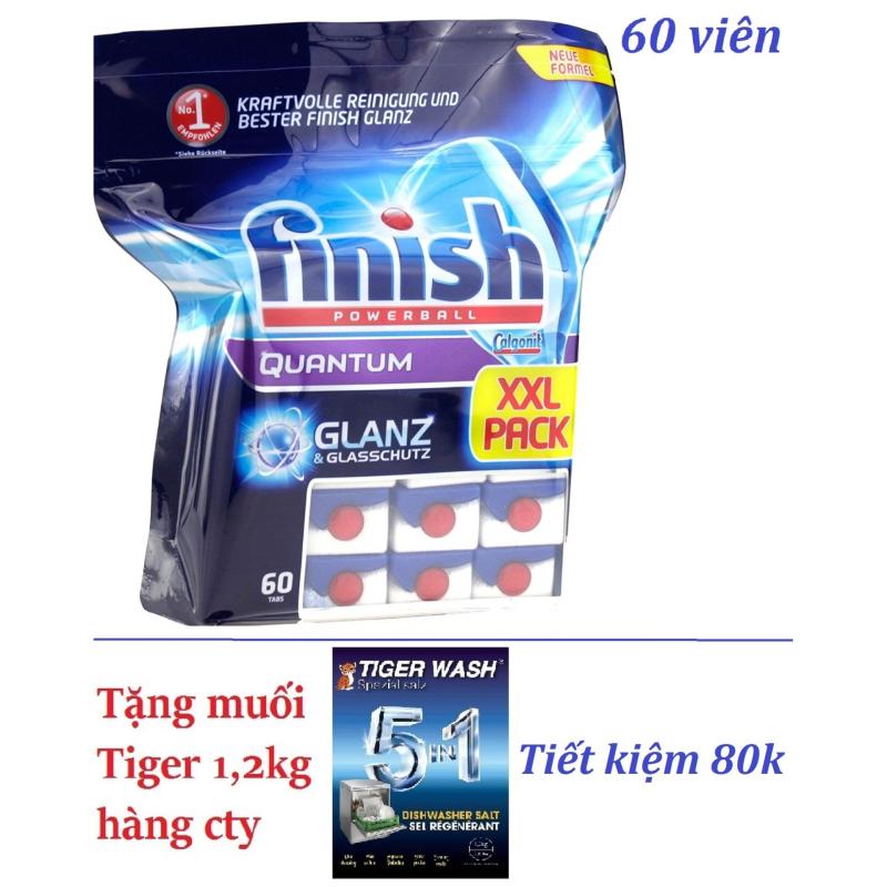 Giá bán Finish 60 viên cho máy rửa chén bát Hàng NK Đức. Tặng muối rửa Tiger 1,2 kg, hàng cty (tđ somat)