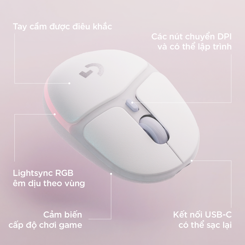 Chuột gaming không dây Logitech G705 Bluetooth & LIGHTSPEED, RGB , gọn nhẹ 85g, 6 nút lập trình - Hàng chính hãng