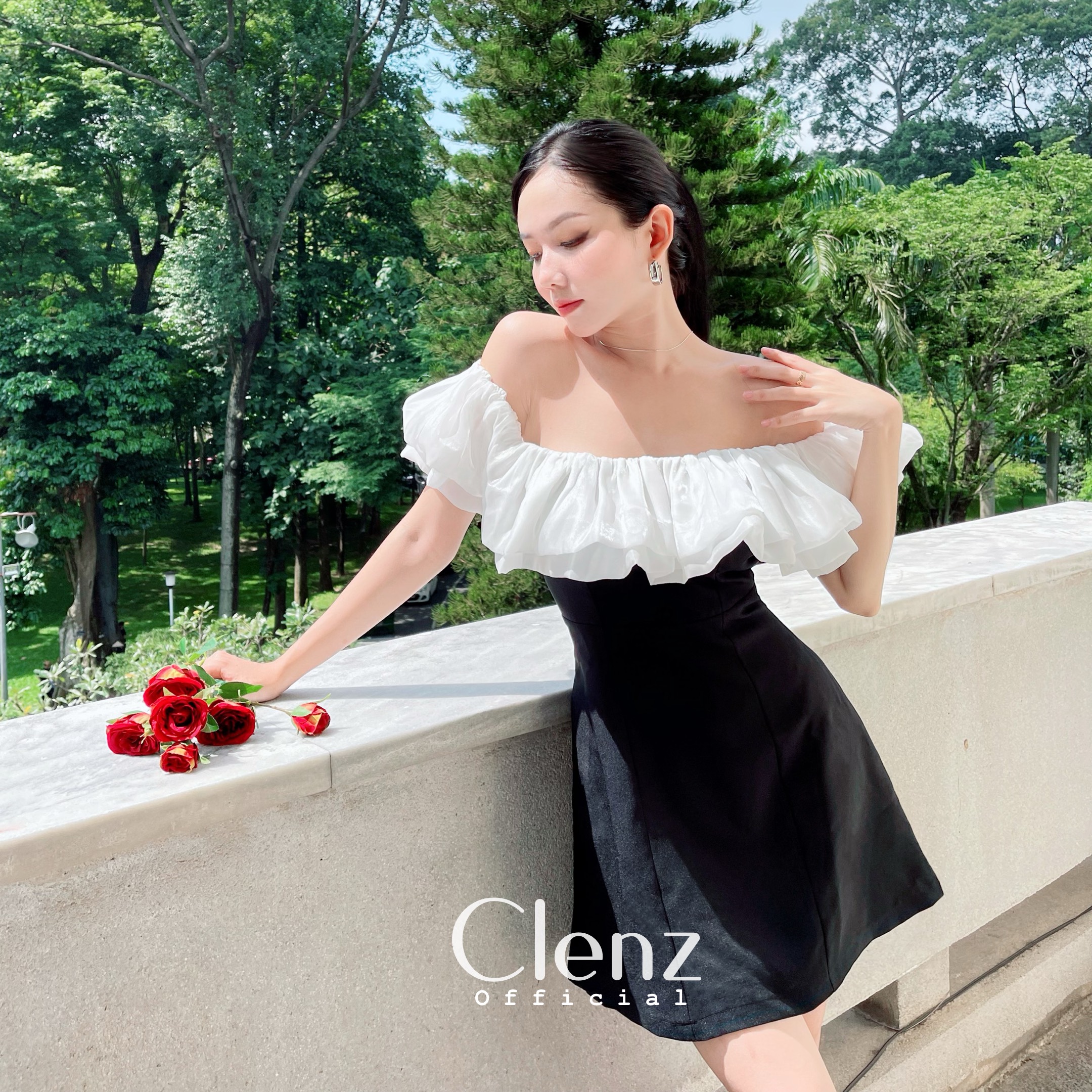 [ Clenz - Váy thiết kế cao cấp ] Đầm đen trễ vai dự tiệc sang chảnh D12