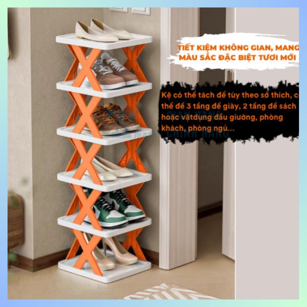 Kệ Để Giày Dép Đa Năng Dễ Tháo Lắp 5,6 Tầng , Kệ Trang Trí Decor Chữ X Hiện Đại Chất Liệu Nhựa PVC Cao Cấp