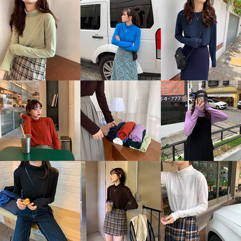 Áo Thun Nữ Tay Dài Trơn Basic Màu Chuẩn Modern Style