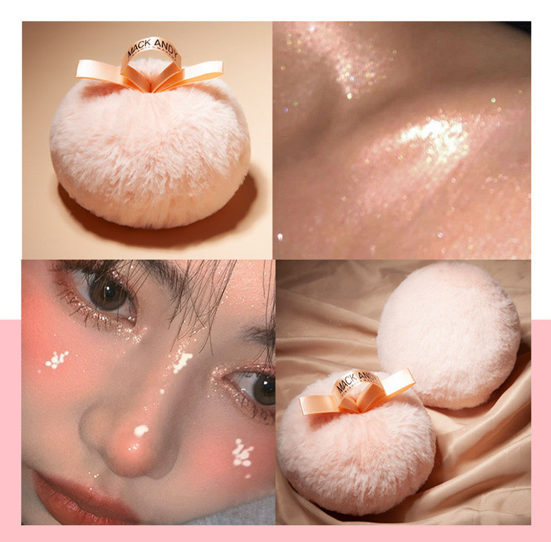 Bông phấn nhũ bắt sáng hạt siêu mịn, Make up ball MACK ANDY