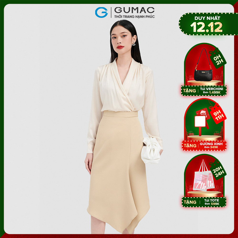 Chân váy midi tà lệch GUMAC LV0913