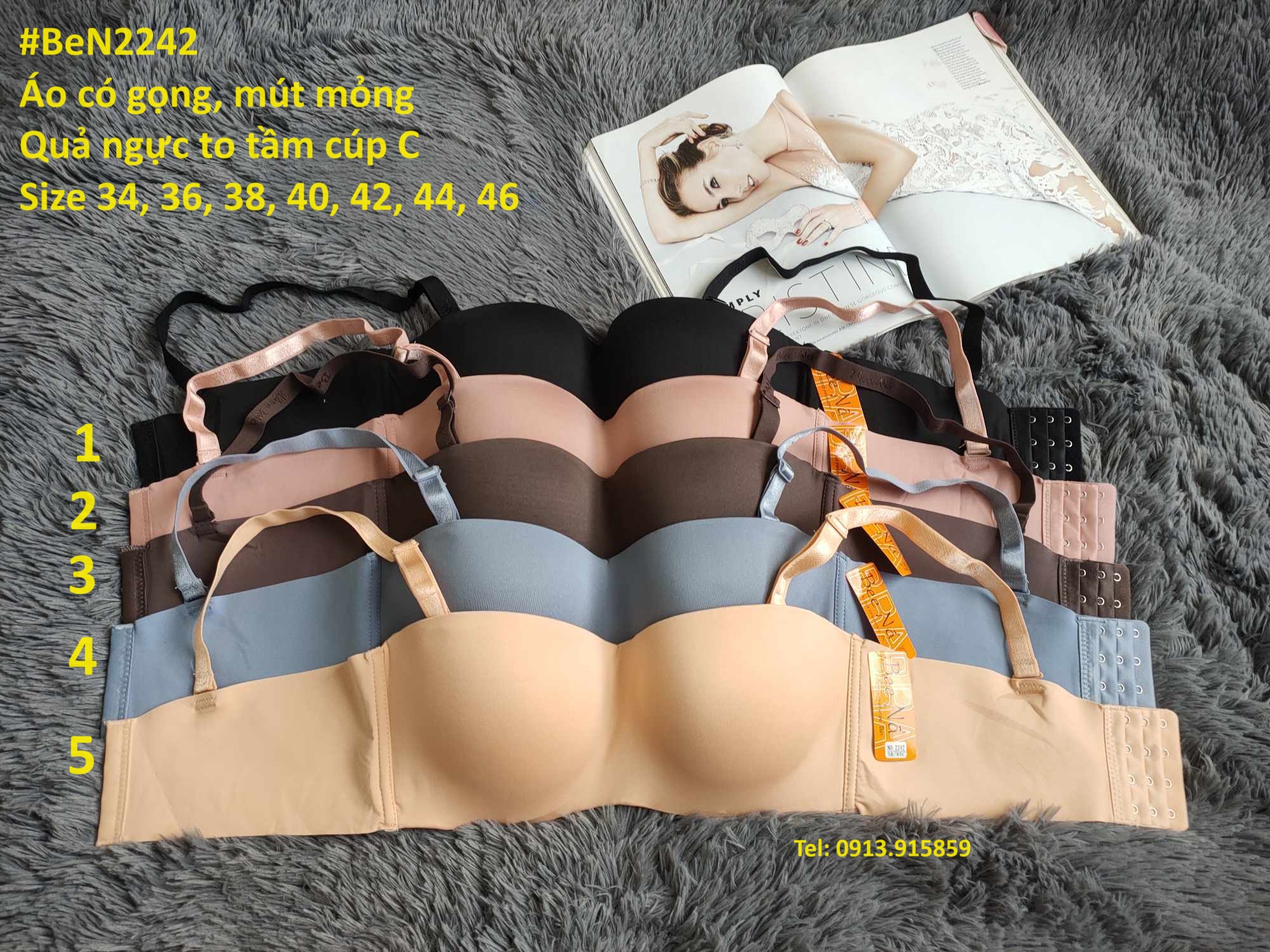 2242 - Áo ngực cúp ngang bigsize hàng Thái.