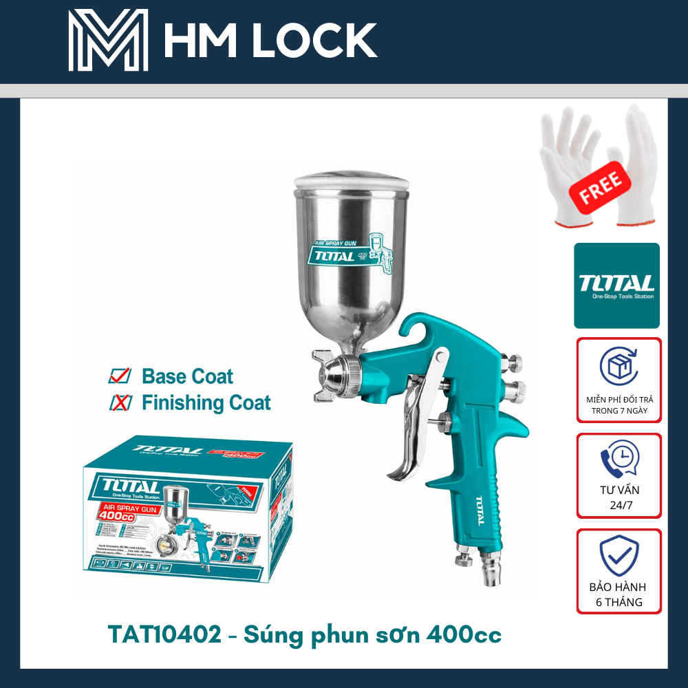 400cc bình phun sơn total - vòi phun 1.5 - 2mm - hàng chính hãng - tat10402 - hm lock