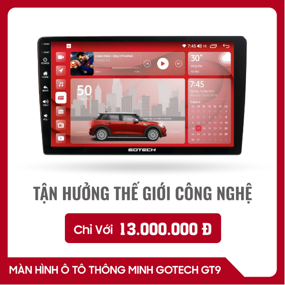 Màn hình androi gotech gt9 . màn hình androi gotech lắp cho nhiều dòng xe toyota, hyundai, kia, honda, mazda, ford... màn gt9 tặng mặt dưỡng theo xe oto. màn android xem camera, youtobe, định vị gps, xuất out video xa màn trần