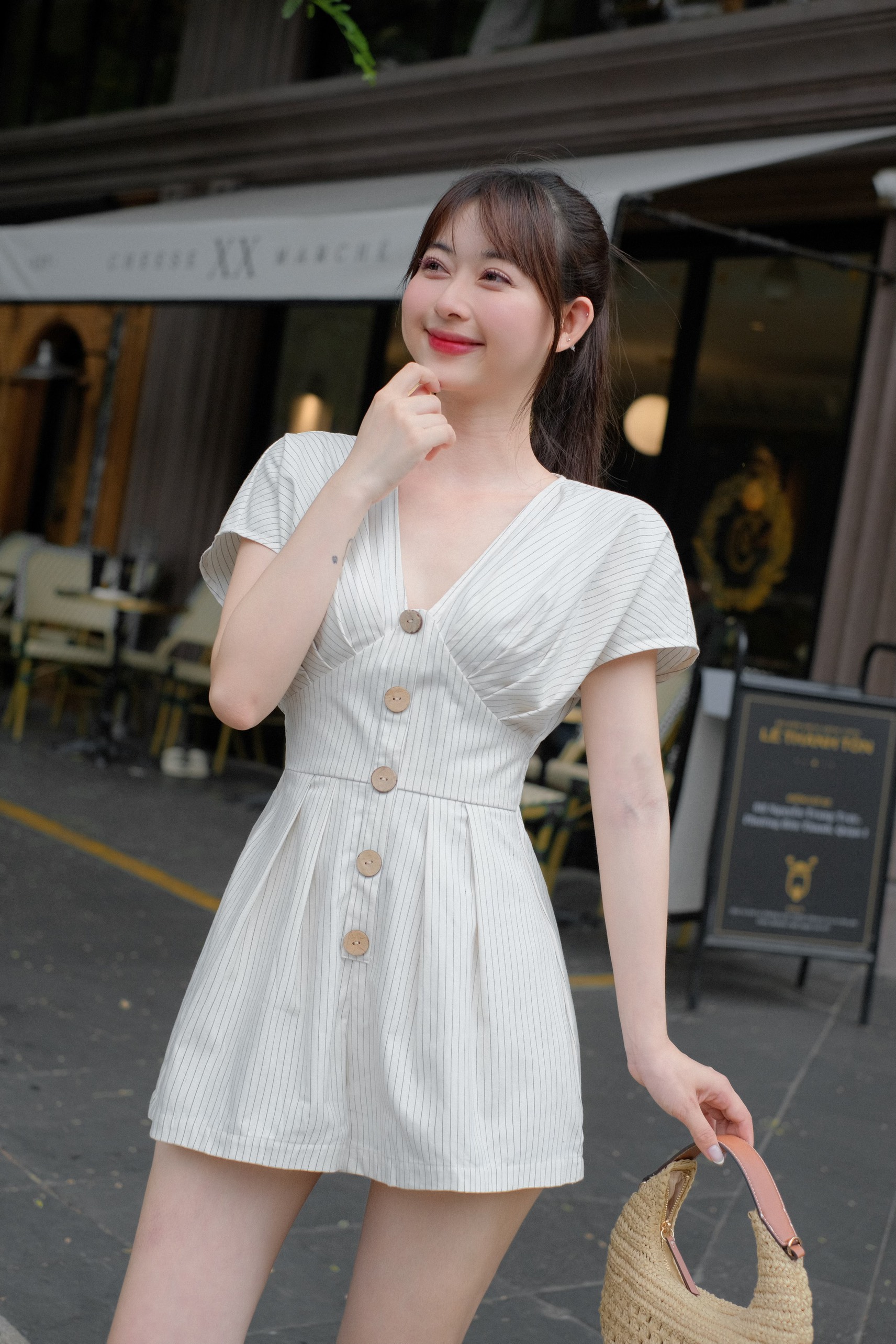 Jumpsuit JENNIE - Jum quần xòe tay dài cột nơ