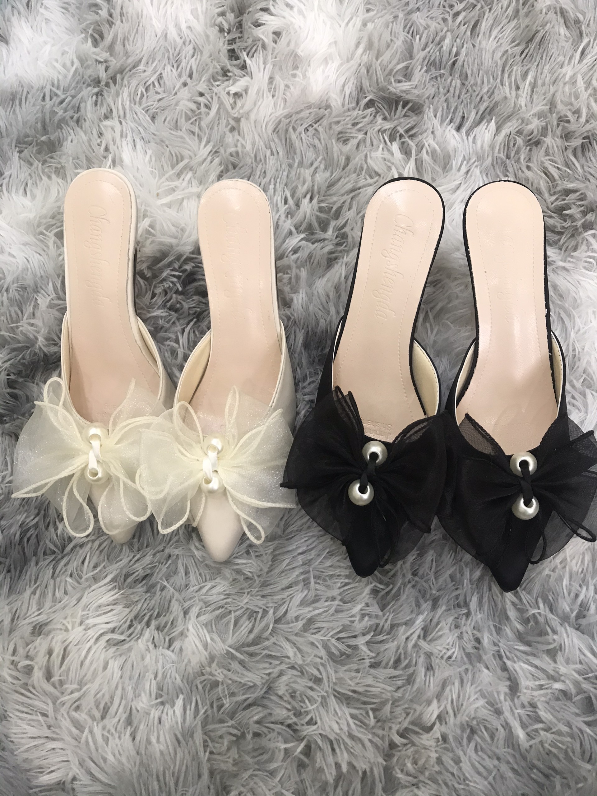Giày cao gót 5p đính nơ ngọc siêu xinh