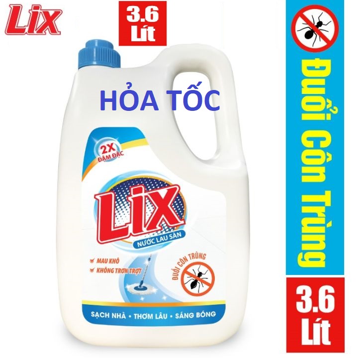 [3.6 lít ] Nước lau sàn Lix đuổi côn trùng an toàn thơm ngát Sức mạnh 2X đậm đặc gấp 2 lần 3.6 Lít