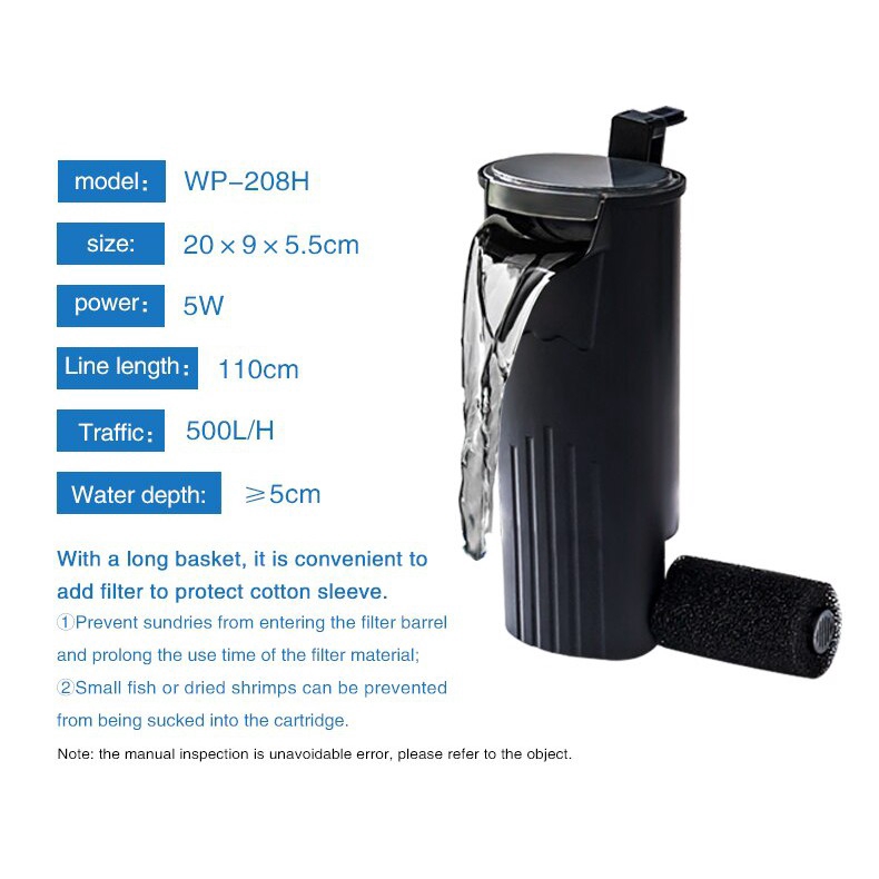 Lọc Thác Đứng Sobo Wp-208H cho bể cá cảnh (Hàng Công Ty)