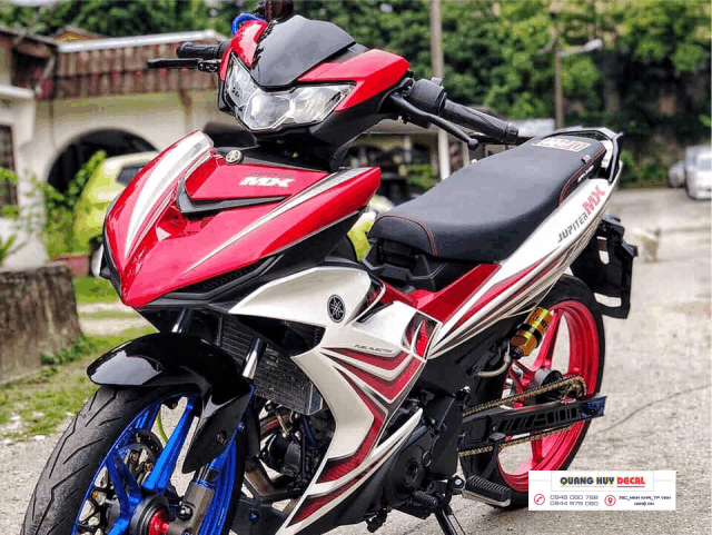 Tem trùm exciter 150 đỏ bạc độ đẹp - Tem xe máy exciter 150 đỏ bạc thiết kế theo yêu cầu - tem trùm xe ex 150 chế đẹp và rẻ chất