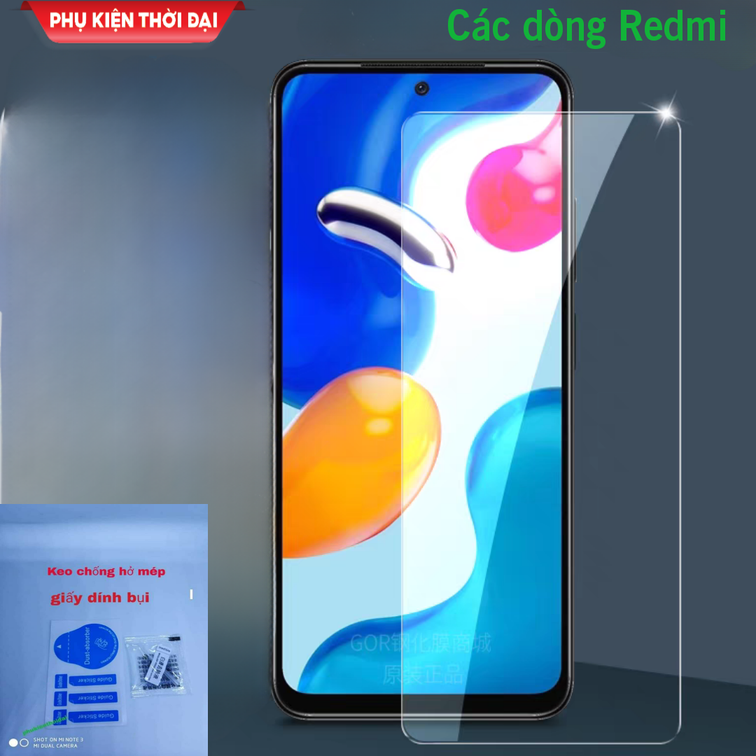 Kính cường lực Redmi Note 8 / Note 7 / Note 8 Pro / Note 9 / Note 10 / 10s / Note 11 / 11s 4G / Note 5 / 5 Pro trong suốt loại tốt 9H / 2.5D tặng keo mép