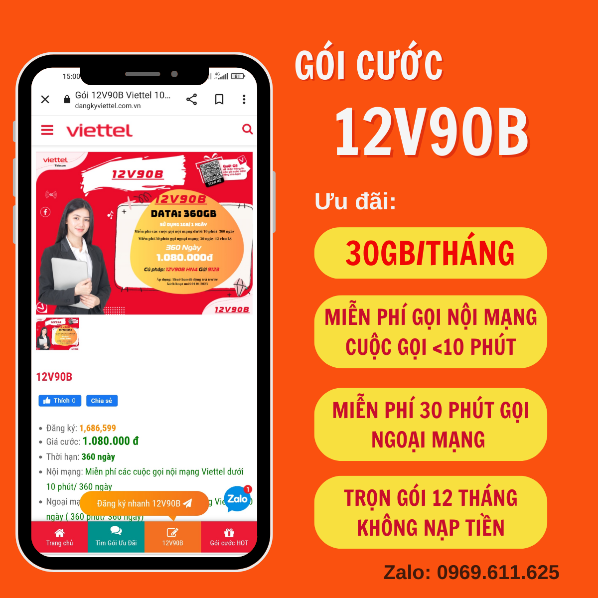Sim 4G Trọn Gói 1 Năm 12V90B - Ưu Đãi Data 30GB/tháng + Miễn Phí Gọi Nội Mạng , Ngoại Mạng - Sử Dụng Không Cần Nạp Tiền - Bảo Hành 1 Năm . FREESHIP - CHƯA KÍCH HOẠT.