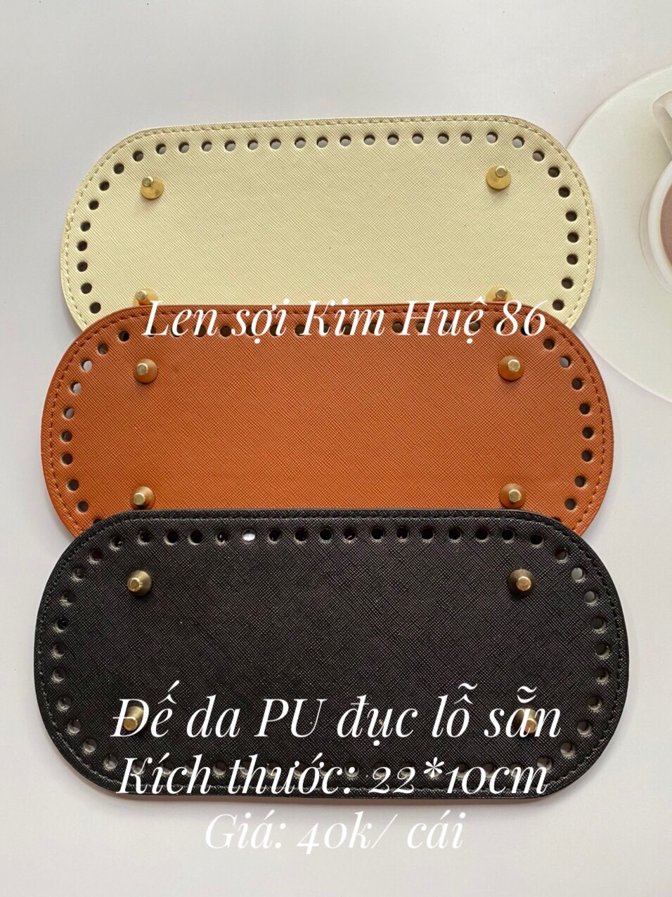 Đế da PU có đục lỗ sẵn kích thước 22*10cm