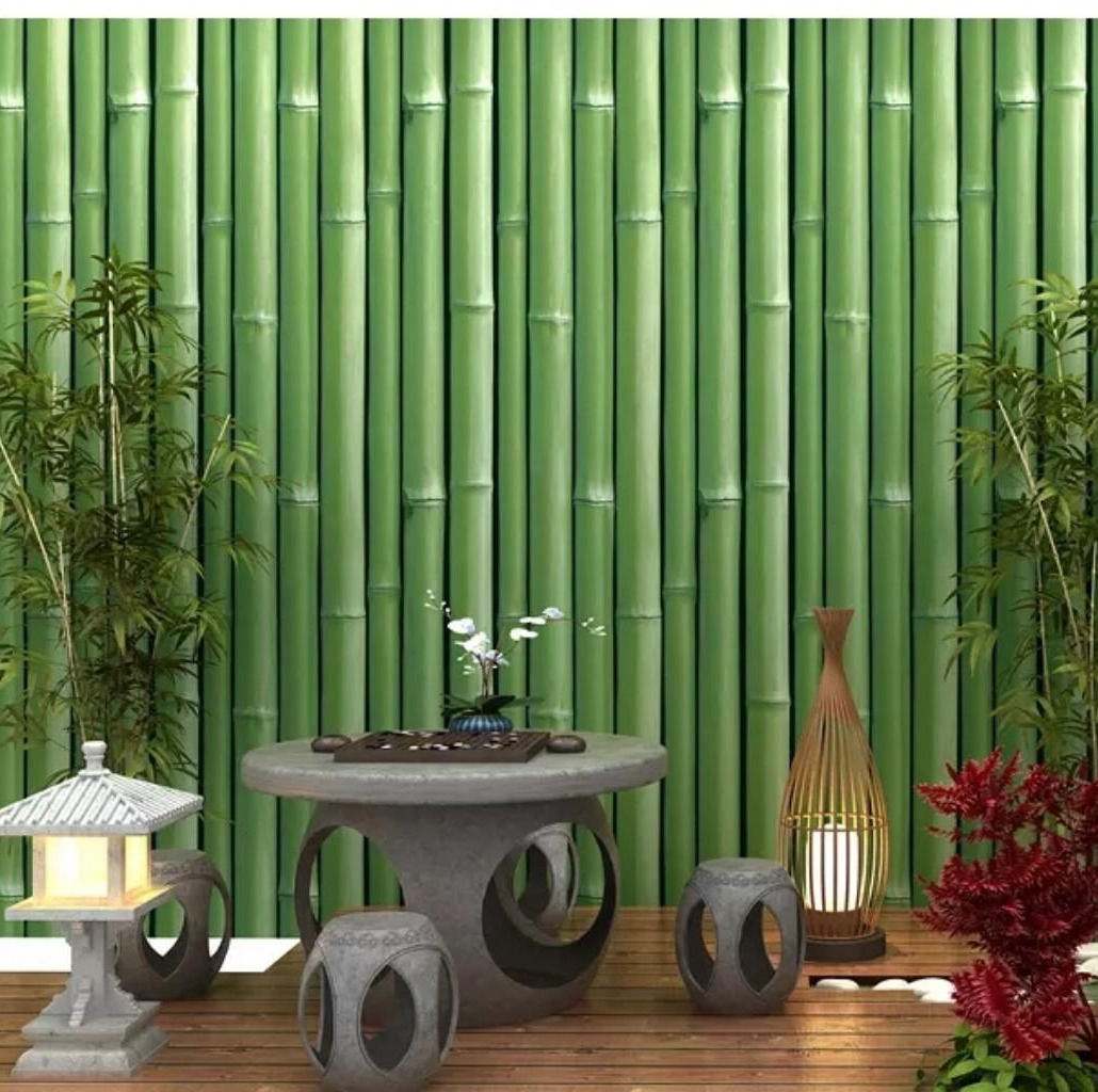 Cuộn 10m decal giấy dán tường cây tre xanh khổ 45cm keo sẵn