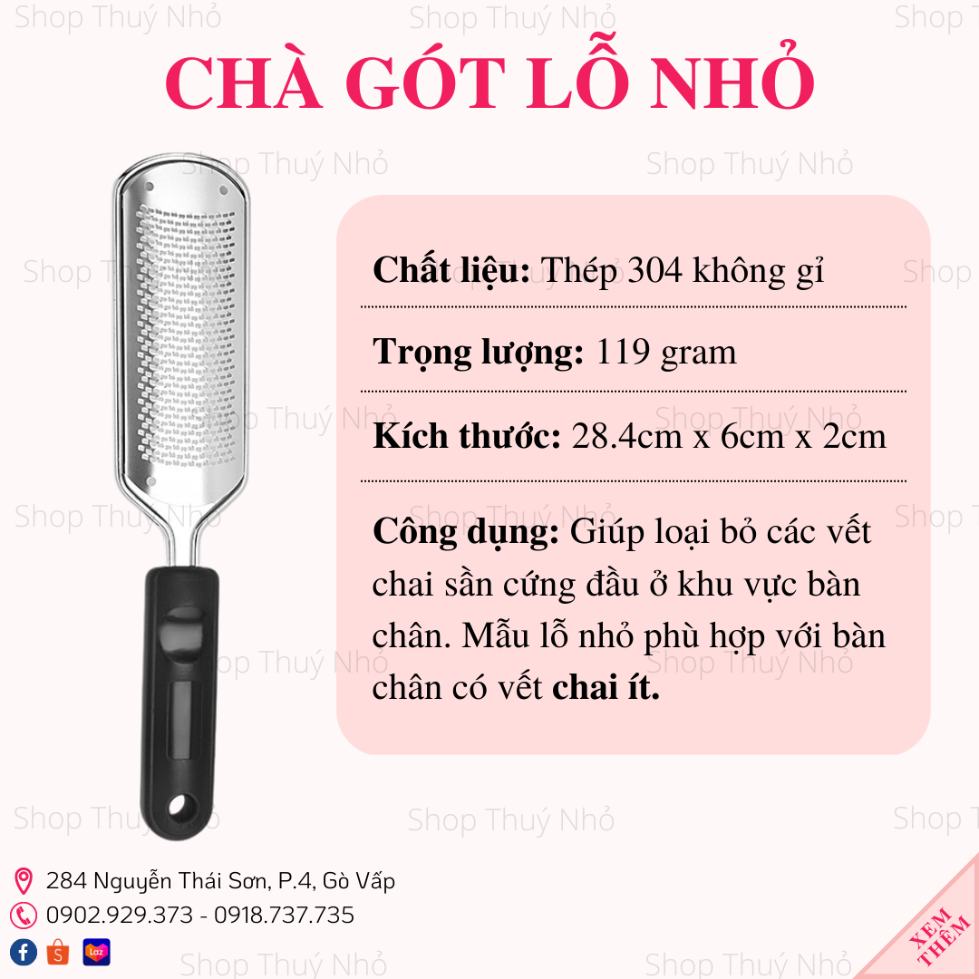 Cây chà gót,bào gót chân Inox không gỉ cao cấp dụng cụ loại bỏ các vết chai sần cứng đầu gót chân nail chuyên nghiệp