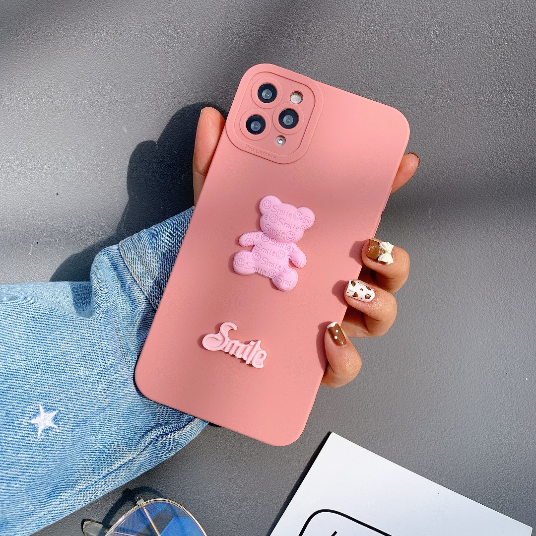 Ốp Lưng Basic Camera Nổi - Mẫu Gấu Smile Nổi