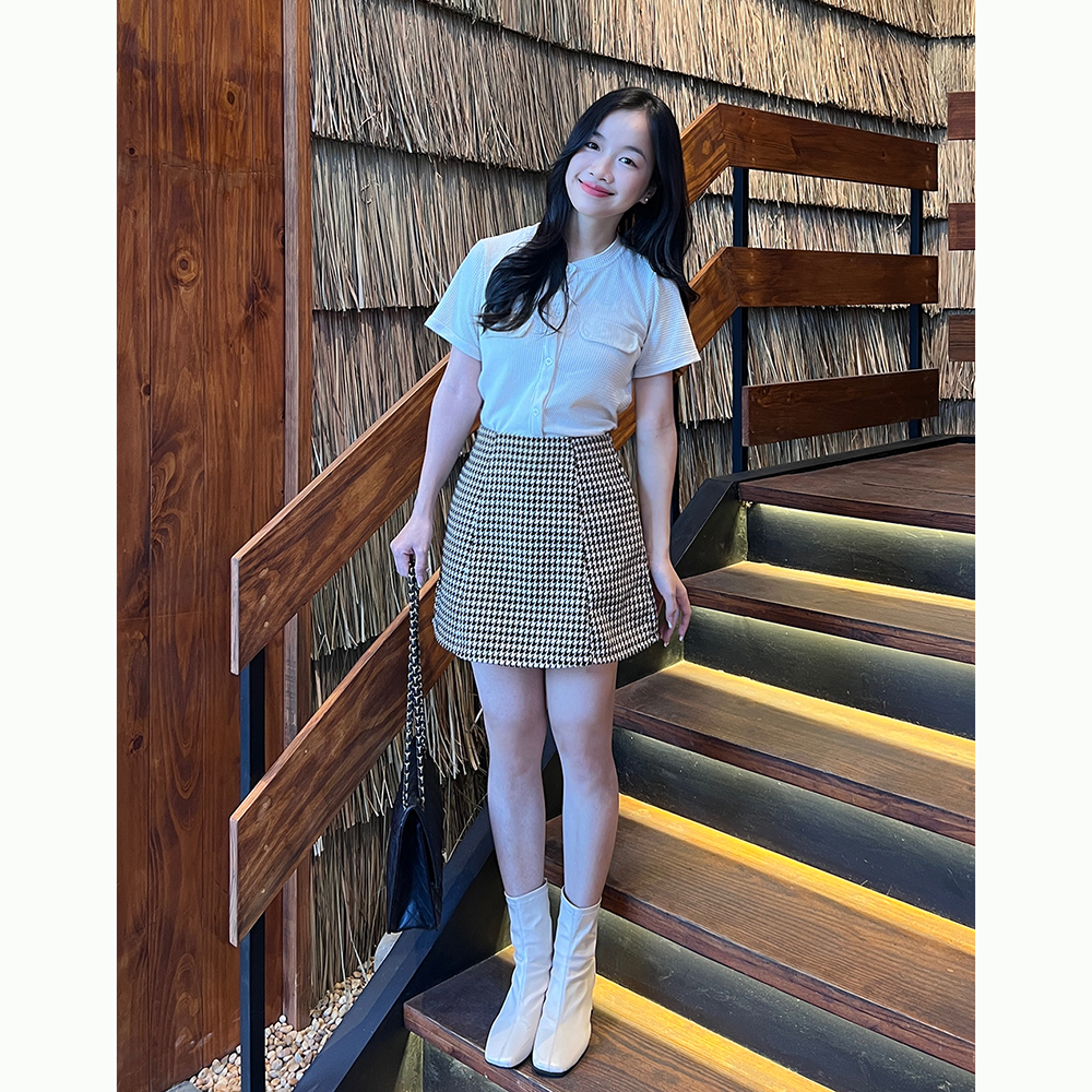 Chân váy chữ A dạ tweed MOOLYS basic MK002